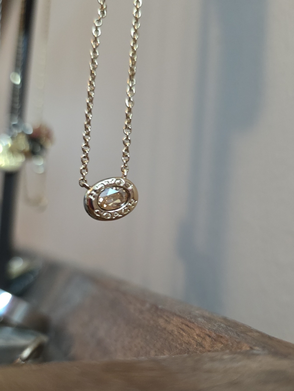 Coach Goldtone Necklace With Delicate Centerstone Nwt
